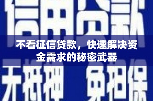 建邺不看征信贷款，快速解决资金需求的秘密武器